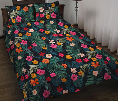 Tropical Flowers Hawaii Pattern Print Quilt Bed Set