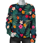 Tropical Flowers Hawaii Pattern Print Women's Crewneck Sweatshirt GearFrost