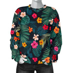 Tropical Flowers Hawaii Pattern Print Women's Crewneck Sweatshirt GearFrost