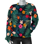 Tropical Flowers Hawaii Pattern Print Women's Crewneck Sweatshirt GearFrost