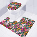 Tropical Flowers Pattern Print 3 Piece Bath Mat Set