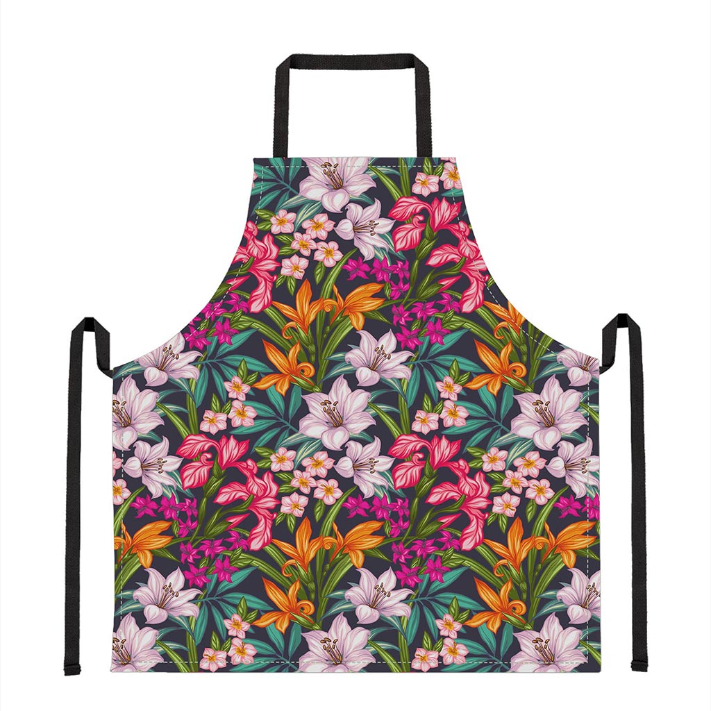 Tropical Flowers Pattern Print Apron