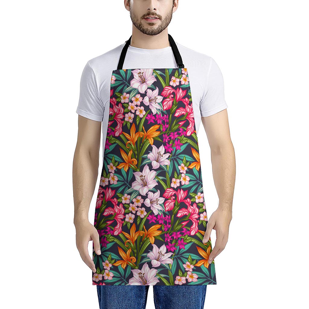 Tropical Flowers Pattern Print Apron