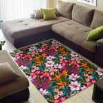 Tropical Flowers Pattern Print Area Rug GearFrost