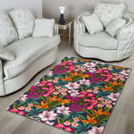 Tropical Flowers Pattern Print Area Rug GearFrost
