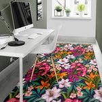 Tropical Flowers Pattern Print Area Rug GearFrost