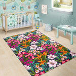 Tropical Flowers Pattern Print Area Rug GearFrost