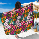 Tropical Flowers Pattern Print Beach Sarong Wrap