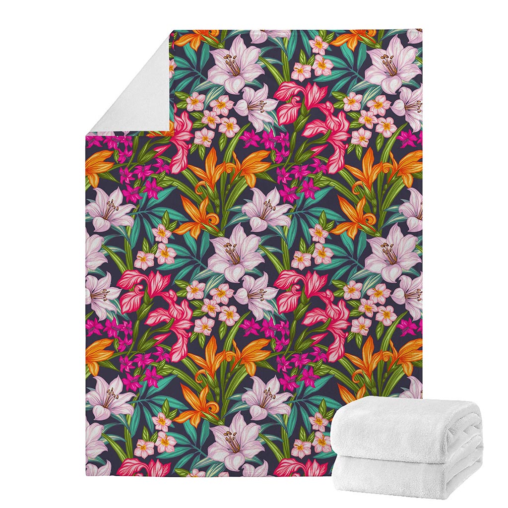 Tropical Flowers Pattern Print Blanket