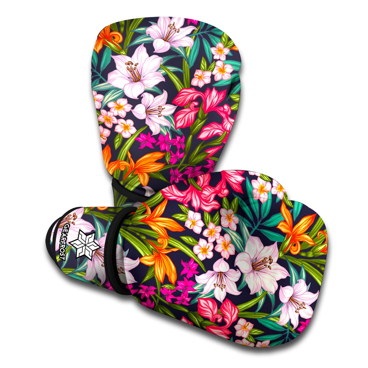 Tropical Flowers Pattern Print Boxing Gloves