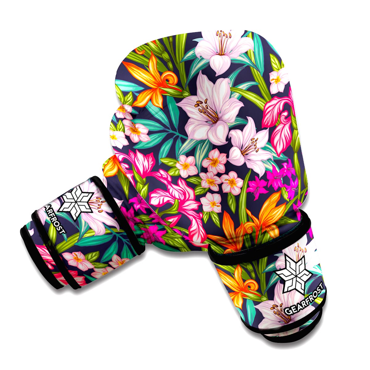 Tropical Flowers Pattern Print Boxing Gloves