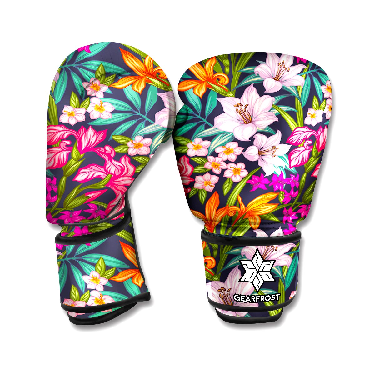 Tropical Flowers Pattern Print Boxing Gloves