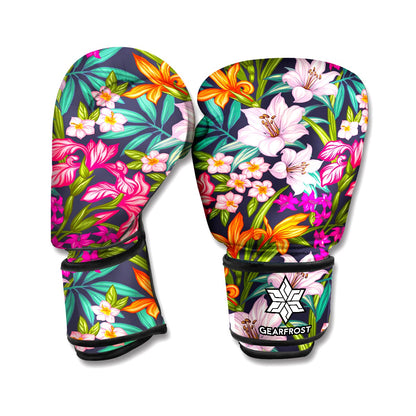Tropical Flowers Pattern Print Boxing Gloves