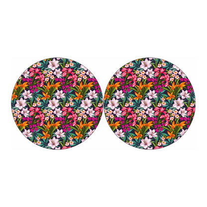 Tropical Flowers Pattern Print Car Coasters