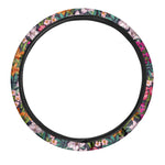 Tropical Flowers Pattern Print Car Steering Wheel Cover