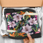 Tropical Flowers Pattern Print Comfy Boots GearFrost