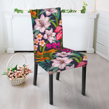 Tropical Flowers Pattern Print Dining Chair Slipcover