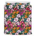 Tropical Flowers Pattern Print Duvet Cover Bedding Set