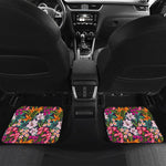 Tropical Flowers Pattern Print Front and Back Car Floor Mats