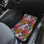 Tropical Flowers Pattern Print Front and Back Car Floor Mats