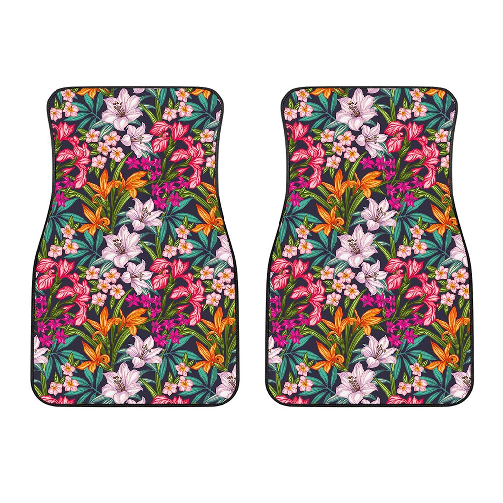 Tropical Flowers Pattern Print Front Car Floor Mats