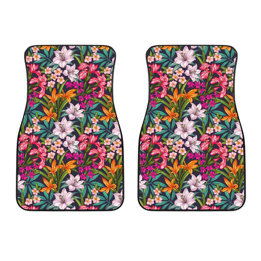 Tropical Flowers Pattern Print Front Car Floor Mats