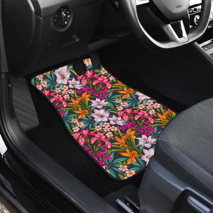Tropical Flowers Pattern Print Front Car Floor Mats