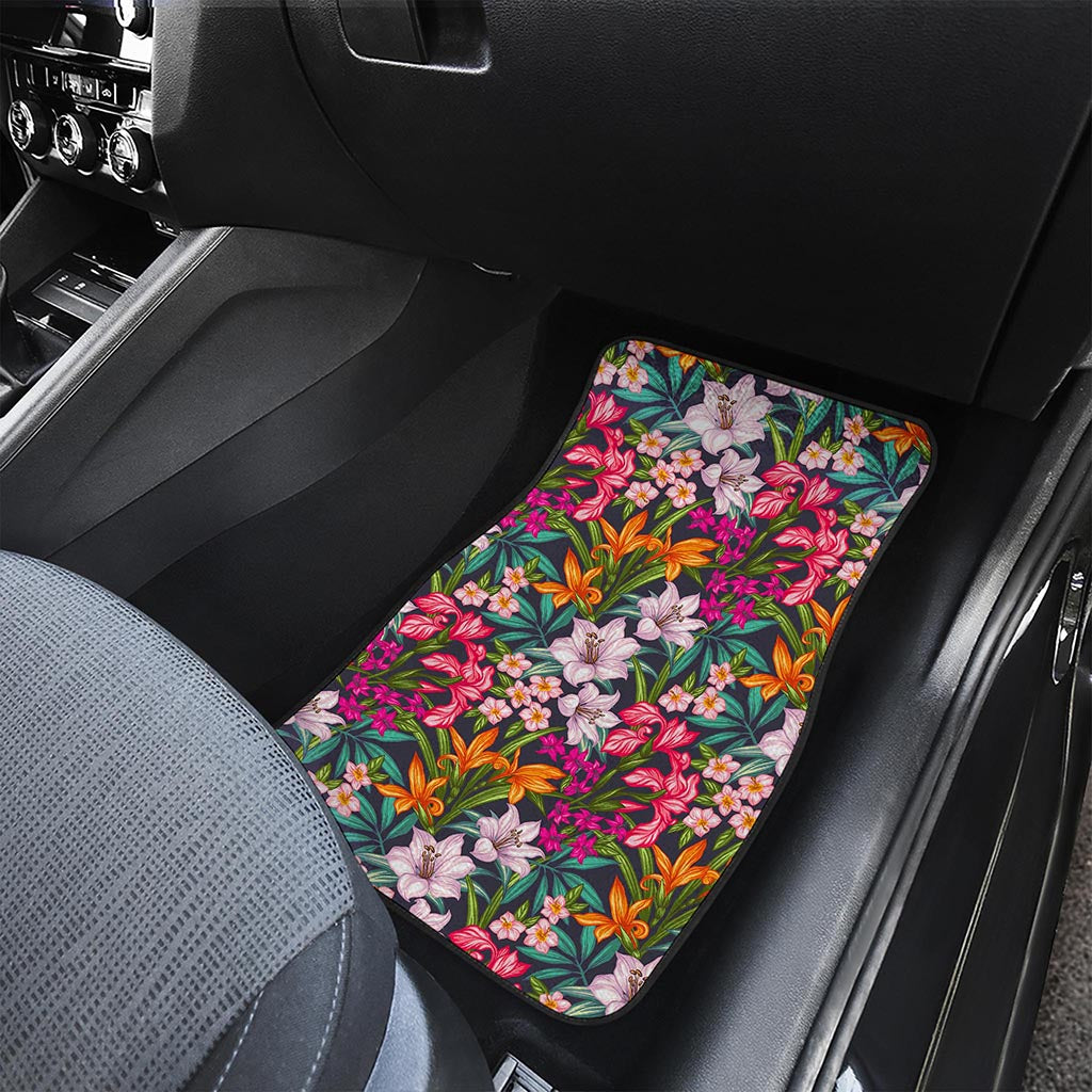 Tropical Flowers Pattern Print Front Car Floor Mats