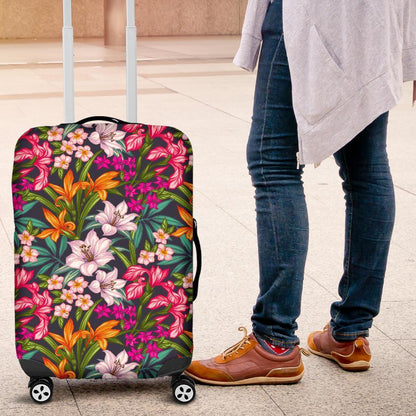Tropical Flowers Pattern Print Luggage Cover GearFrost