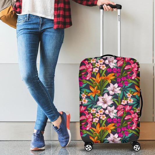 Tropical Flowers Pattern Print Luggage Cover GearFrost