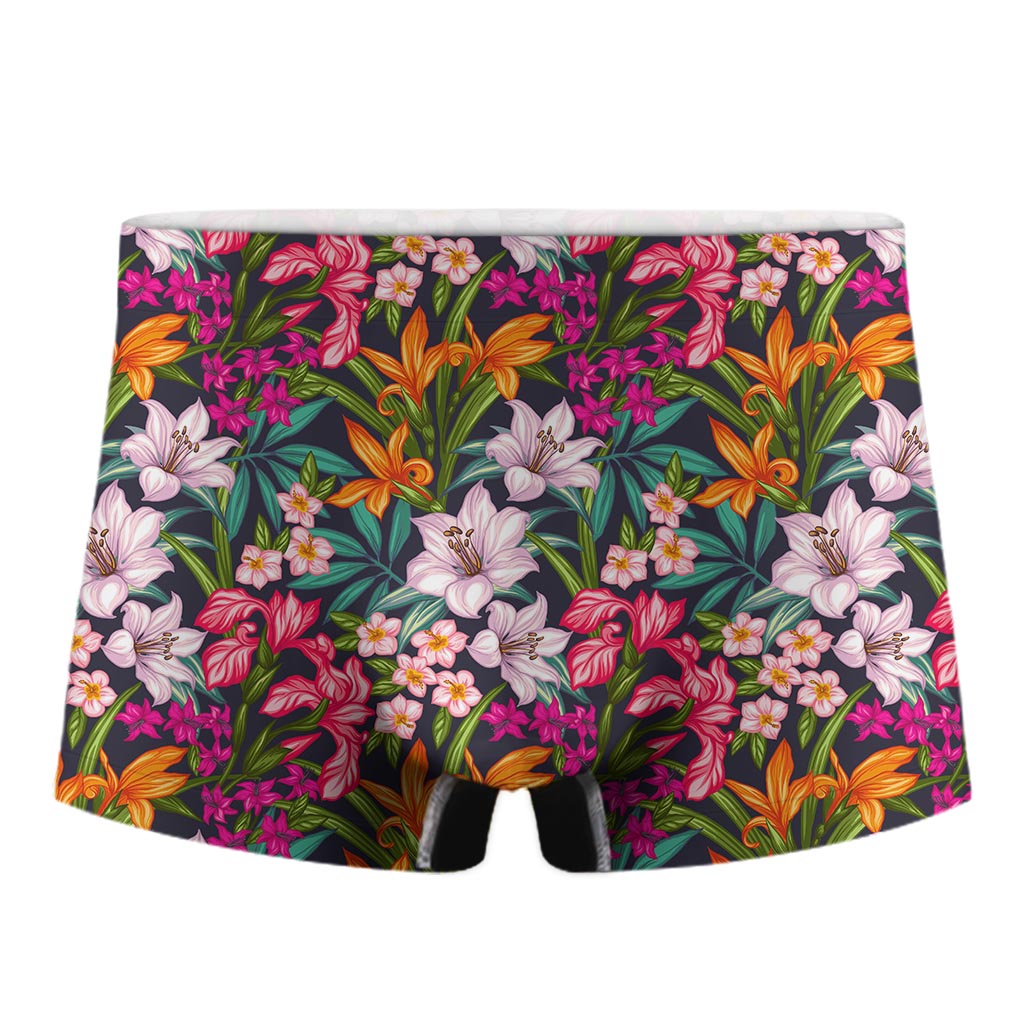 Tropical Flowers Pattern Print Men's Boxer Briefs