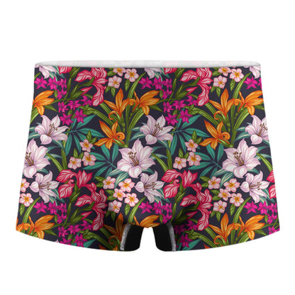 Tropical Flowers Pattern Print Men's Boxer Briefs