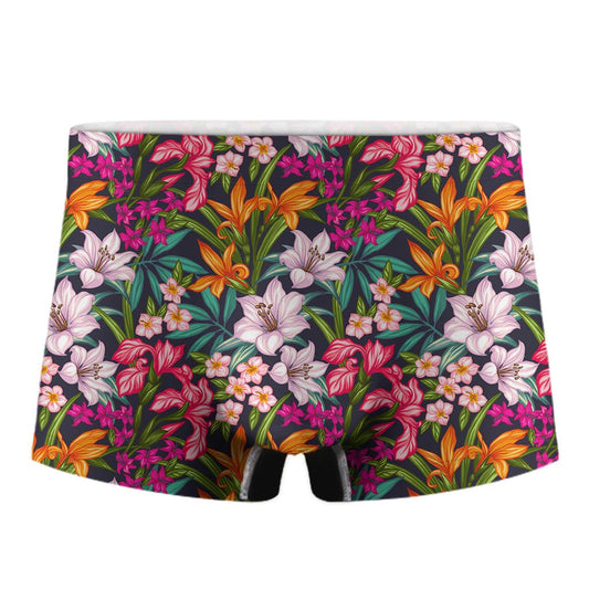 Tropical Flowers Pattern Print Men's Boxer Briefs