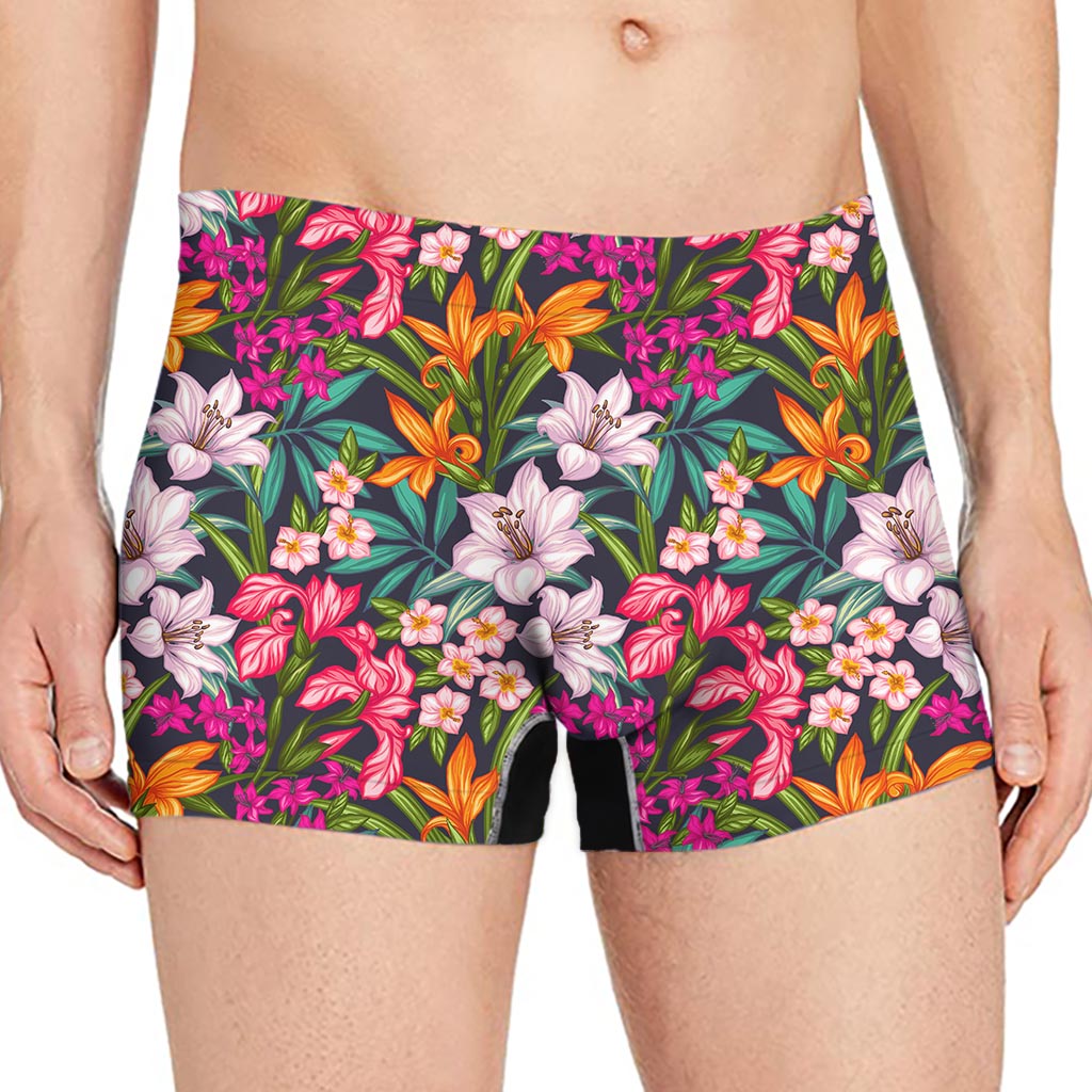 Tropical Flowers Pattern Print Men's Boxer Briefs