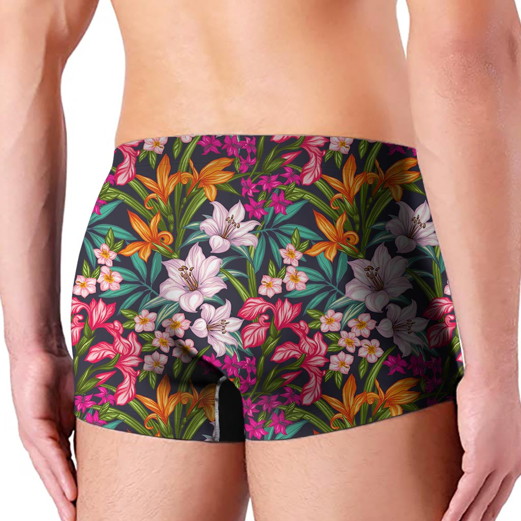 Tropical Flowers Pattern Print Men's Boxer Briefs