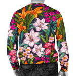 Tropical Flowers Pattern Print Men's Crewneck Sweatshirt GearFrost