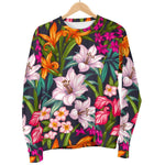 Tropical Flowers Pattern Print Men's Crewneck Sweatshirt GearFrost