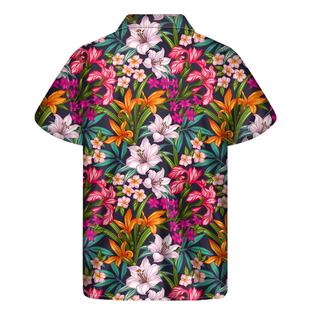 Tropical Flowers Pattern Print Men's Short Sleeve Shirt