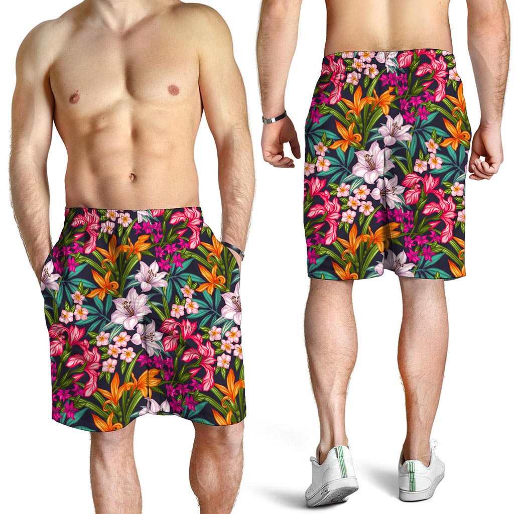 Tropical Flowers Pattern Print Men's Shorts