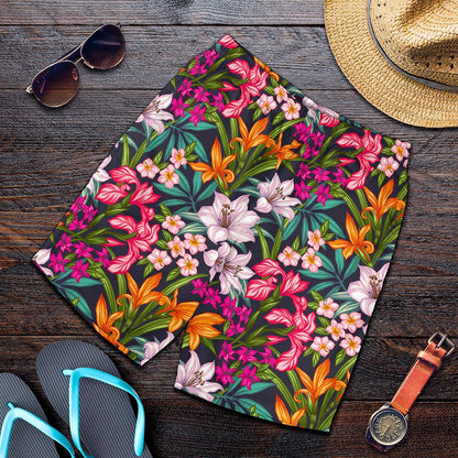 Tropical Flowers Pattern Print Men's Shorts