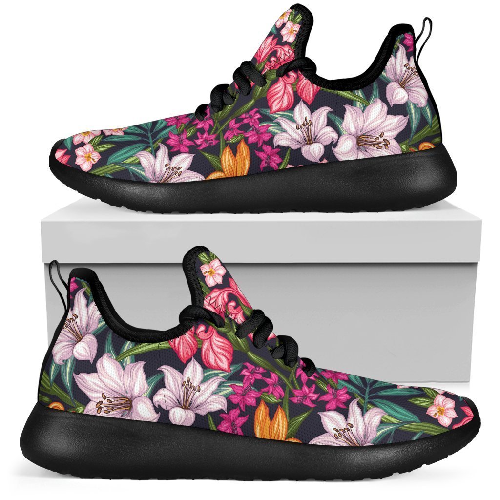 Tropical Flowers Pattern Print Mesh Knit Shoes GearFrost