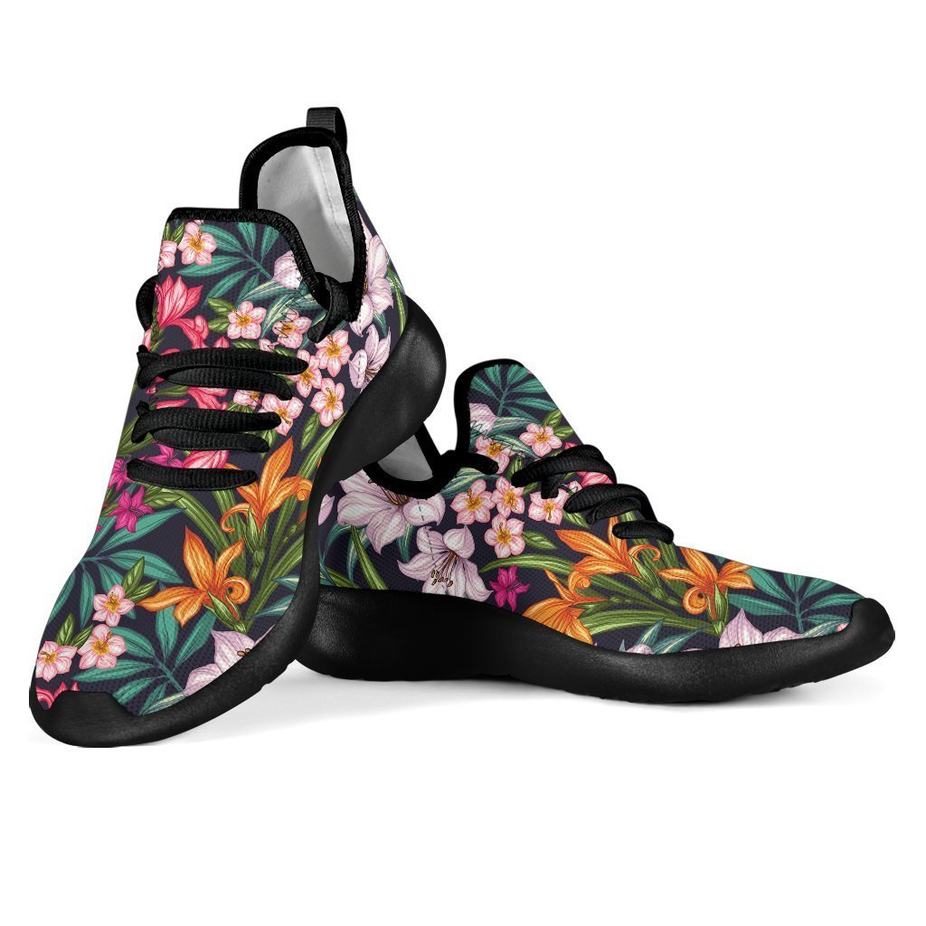 Tropical Flowers Pattern Print Mesh Knit Shoes GearFrost