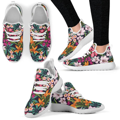 Tropical Flowers Pattern Print Mesh Knit Shoes GearFrost