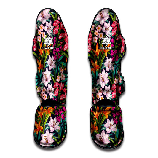 Tropical Flowers Pattern Print Muay Thai Shin Guard