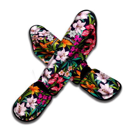 Tropical Flowers Pattern Print Muay Thai Shin Guard