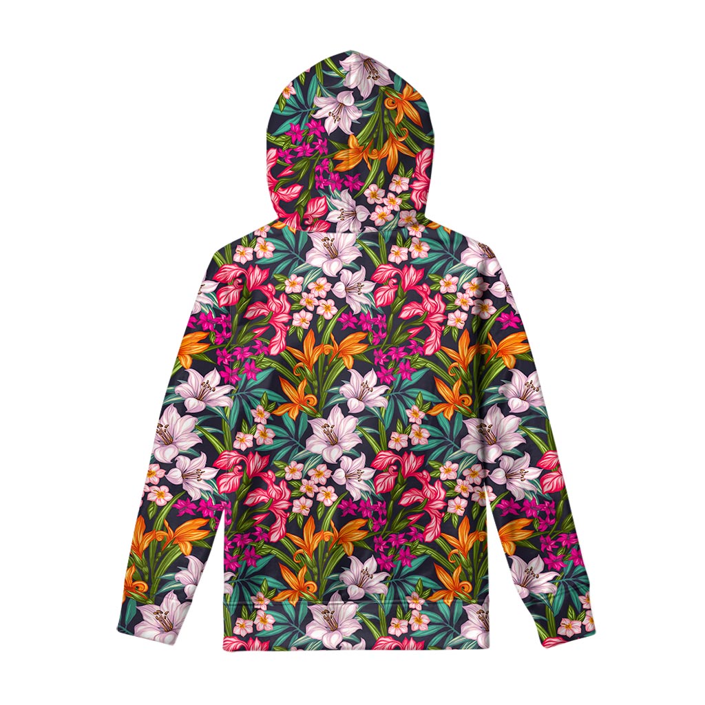 Tropical Flowers Pattern Print Pullover Hoodie