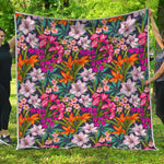 Tropical Flowers Pattern Print Quilt