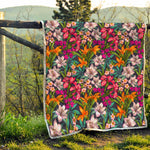 Tropical Flowers Pattern Print Quilt
