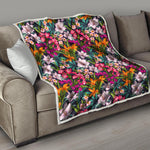 Tropical Flowers Pattern Print Quilt