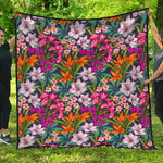 Tropical Flowers Pattern Print Quilt